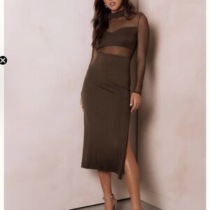 Petal & Pup Sheer Olive Midi Dress